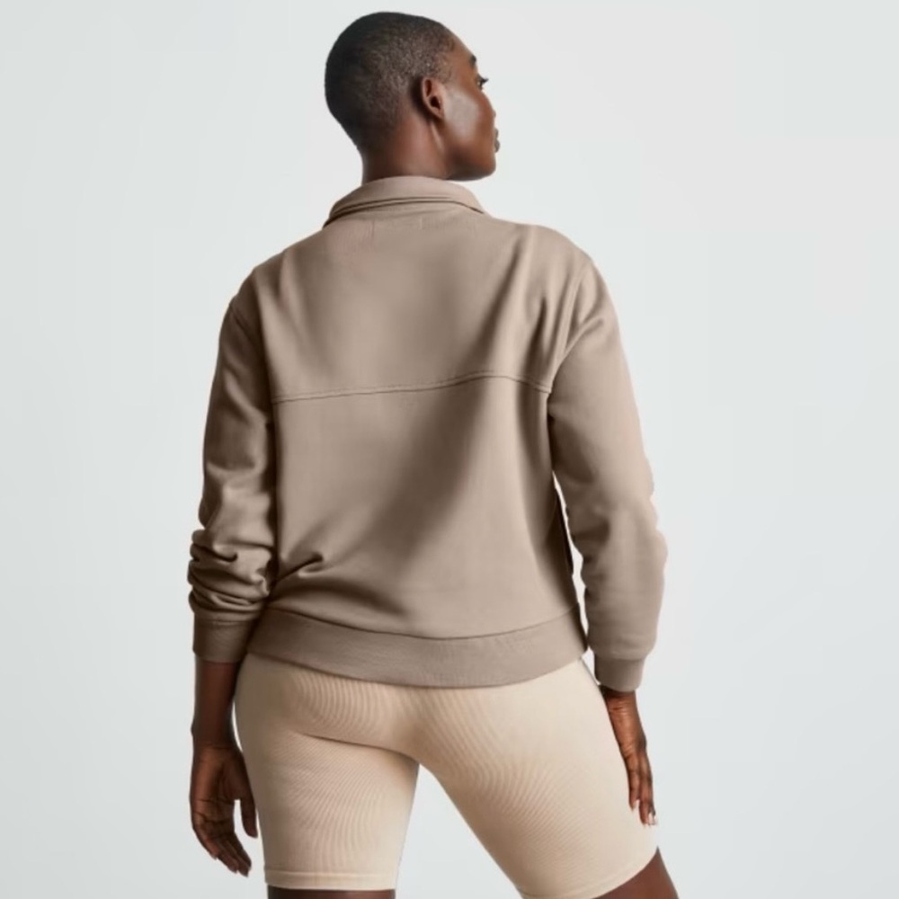Everlane Organic Track Half-Zip Pullover in Burnt Sugar - Picture 2 of 11